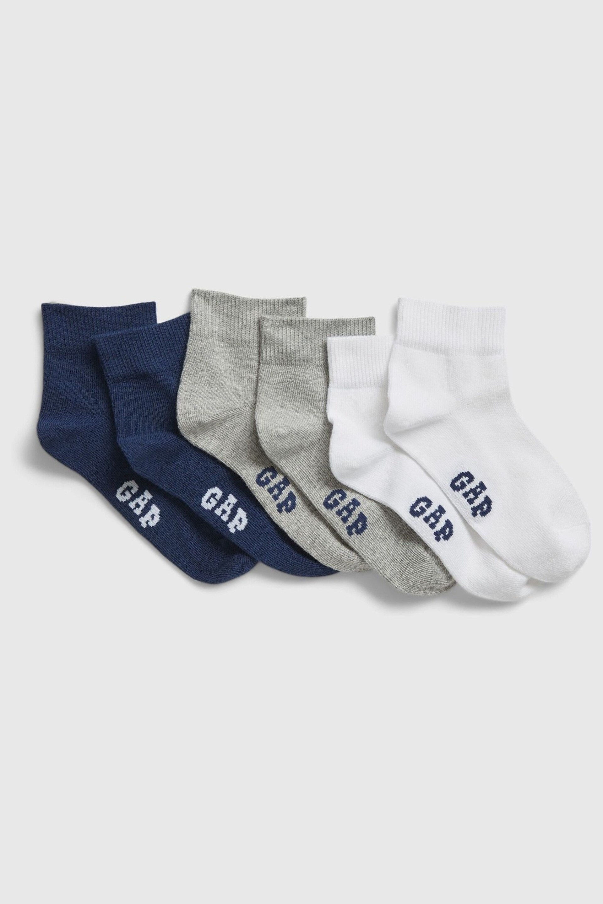 Gap Multi Kids Logo Quarter Crew Socks 3 Pack - Image 1 of 1