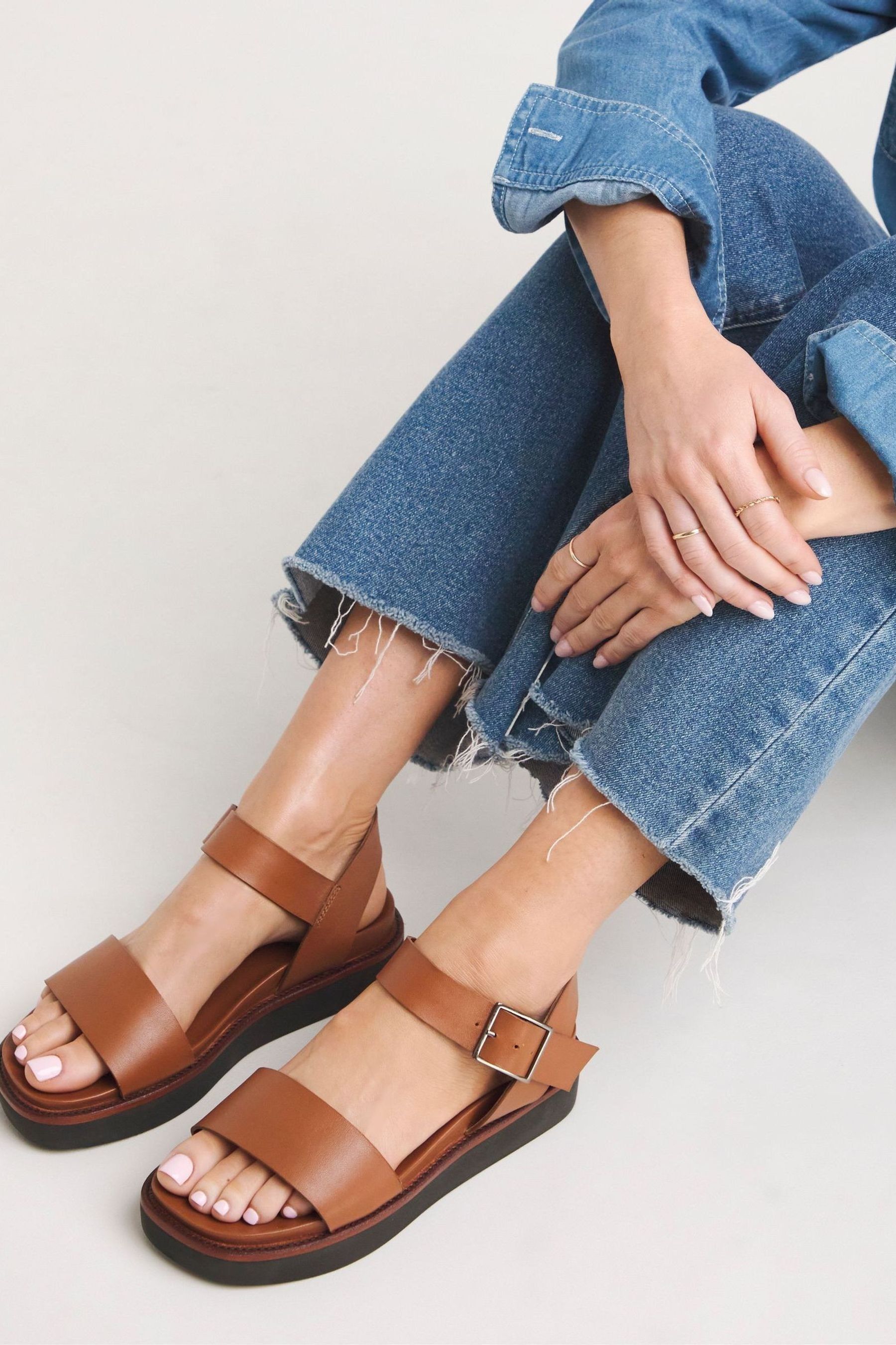 Buy JD Williams Black Leather Buckle Sandals In Wide Fit from the Next UK online shop