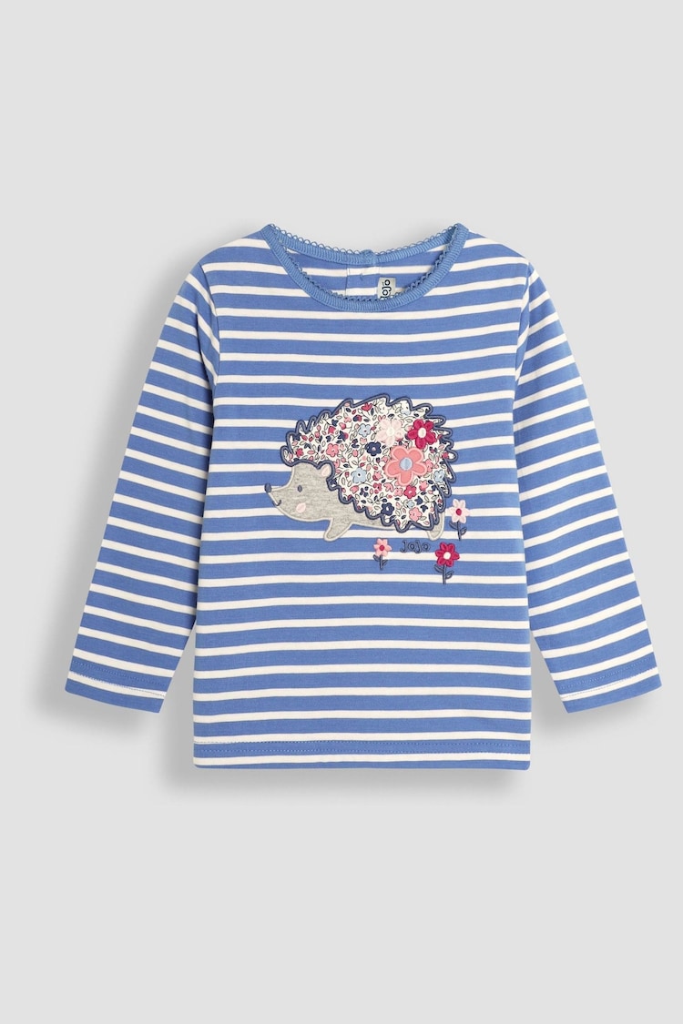 JoJo Maman Bébé Blue Hedgehog Applique Top - Image 1 of 3