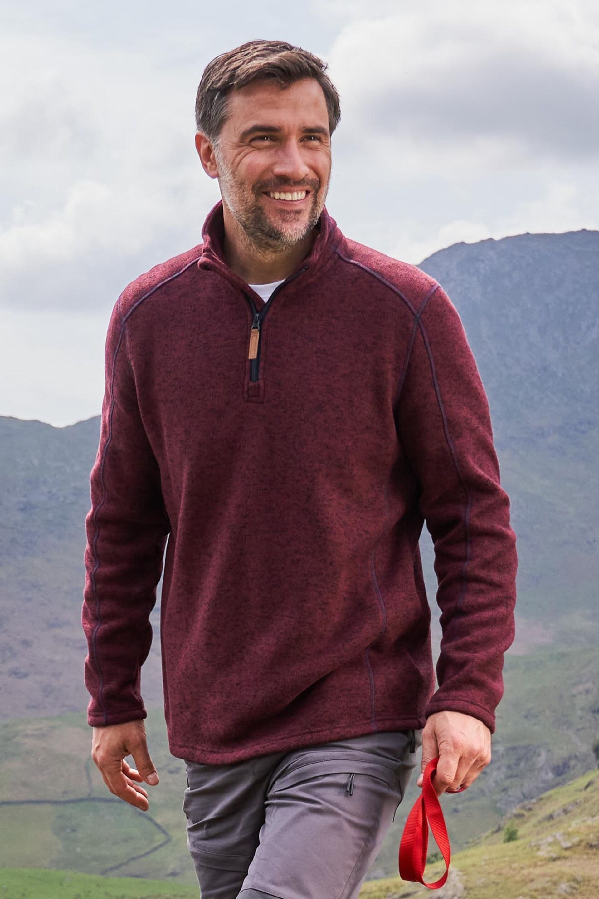 Mountain Warehouse Red Mens Idris Half-Zip Fleece - Image 1 of 5