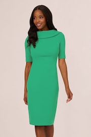 Adrianna Papell Green Roll Neck Sheath Dress With V-Back - Image 1 of 7