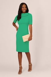 Adrianna Papell Green Roll Neck Sheath Dress With V-Back - Image 3 of 7