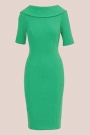 Adrianna Papell Green Roll Neck Sheath Dress With V-Back - Image 6 of 7