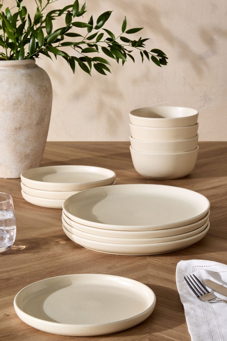 12 Piece Natural Speckle Oakley Dinner Set - Image 1 of 5