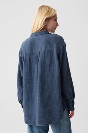 Gap Blue Crinkle Cotton Big Shirt - Image 2 of 4