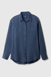 Gap Blue Crinkle Cotton Big Shirt - Image 4 of 4