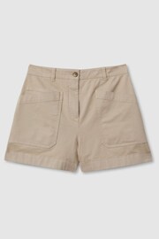 Reiss Neutral Nova Cotton Blend Shorts with Turned-Up Hems - Image 2 of 5