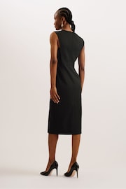 Ted Baker Black Manabud Tailored Midi Dress With Front Split - Image 2 of 5