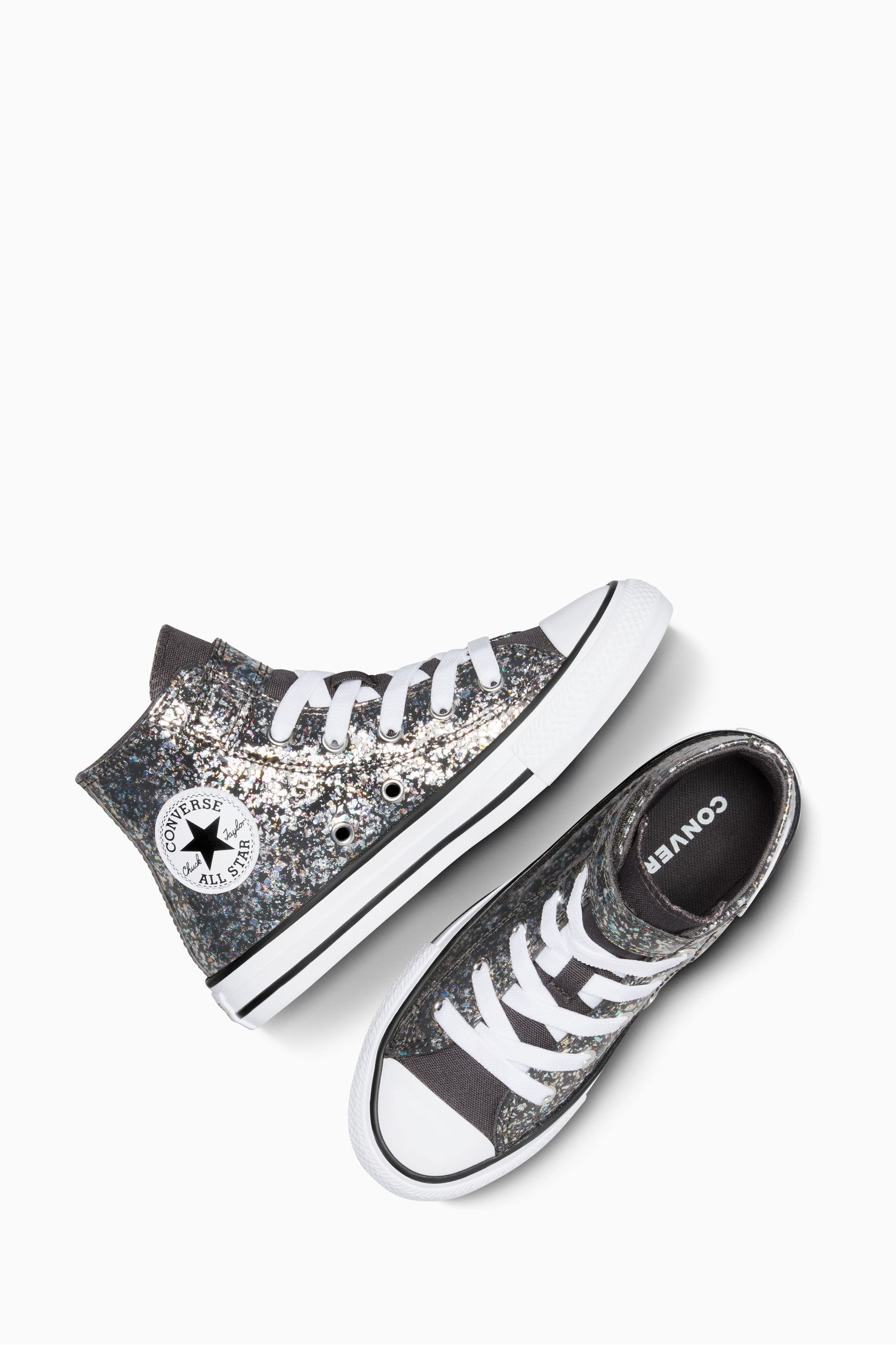 Buy Converse Grey Junior Chuck Taylor Glitter 1V Trainers from the Next UK online shop