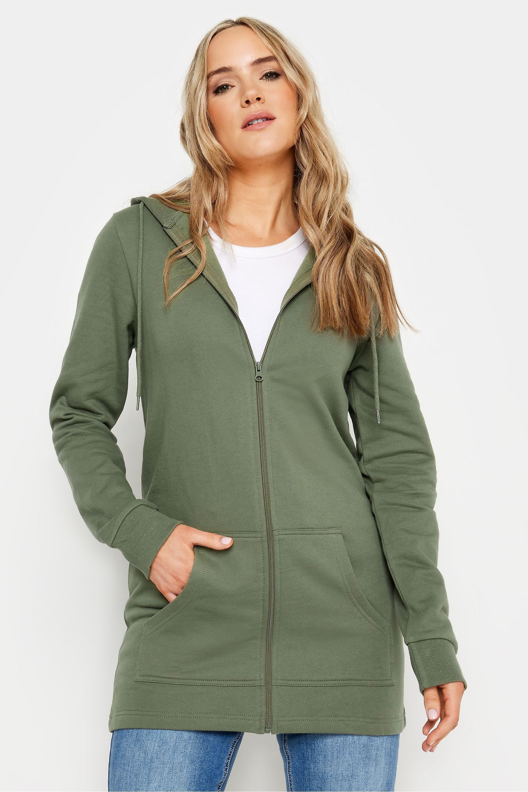 Womens long length zip up hoodie on sale