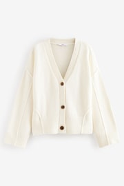 White Ecru Soft Touch Seam Detail Button Through Knitted Cardigan - Image 6 of 8