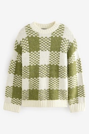 Green Olive Check Crew Neck Knitted Tunic - Image 5 of 7