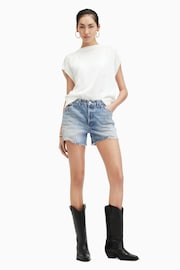 AllSaints Blue Idaho Western Shorts - Image 3 of 6