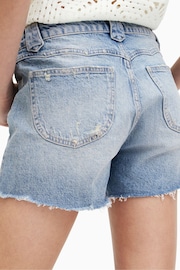 AllSaints Blue Idaho Western Shorts - Image 5 of 6