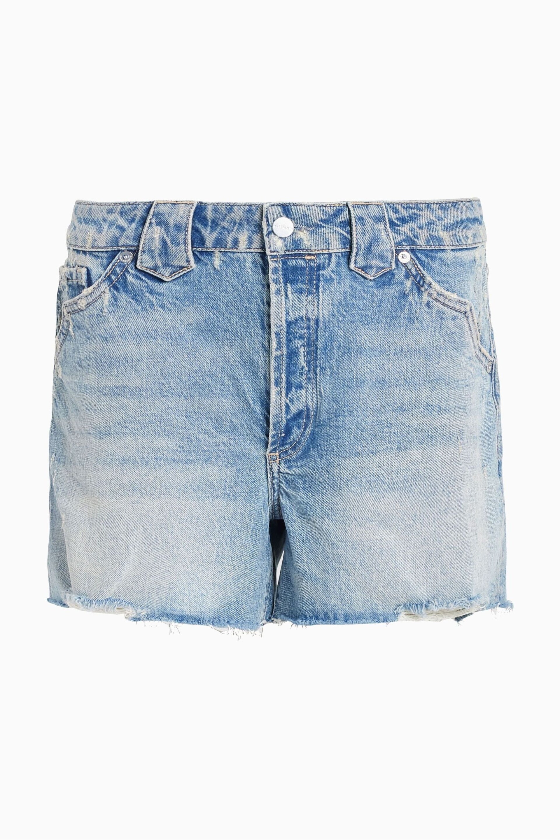 AllSaints Blue Idaho Western Shorts - Image 6 of 6