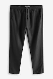 Темно-синій/вугільно-сірий - Linen Cotton Elasticated Drawstring Trousers 2 Pack - Image 3 of 6