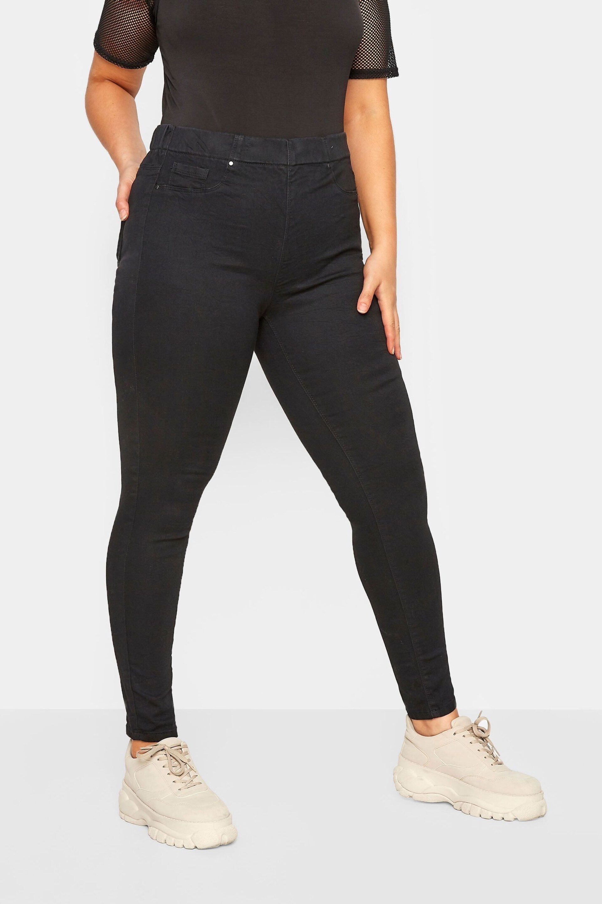 Yours Curve Black Stretch Pull On Jenny Jeggings - Image 1 of 5