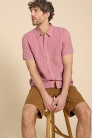 White Stuff Pink Pembroke Linen Shirt - Image 3 of 7
