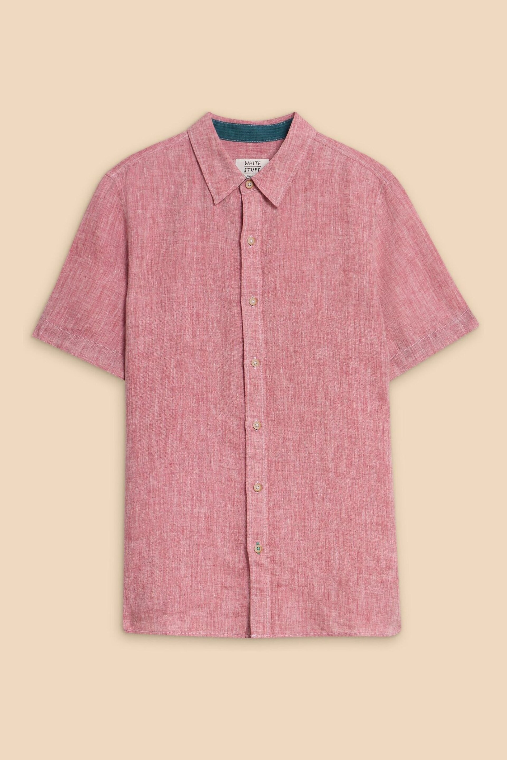 White Stuff Pink Pembroke Linen Shirt - Image 5 of 7