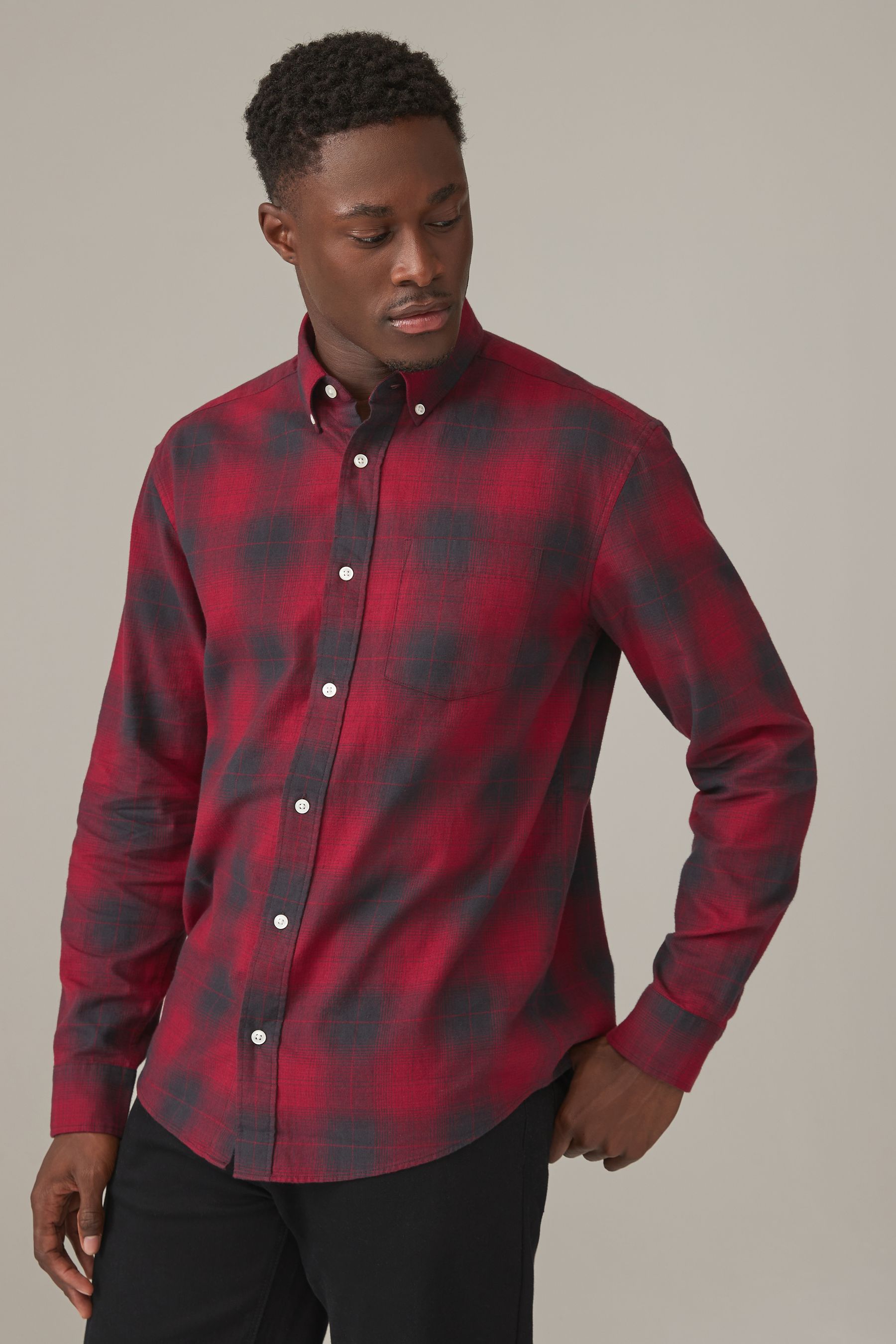 Red and black long sleeve shirt best sale