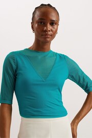 Ted Baker Green Emikoo Fitted Mesh Top - Image 2 of 6