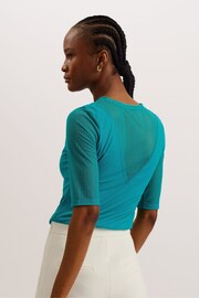 Ted Baker Green Emikoo Fitted Mesh Top - Image 3 of 6
