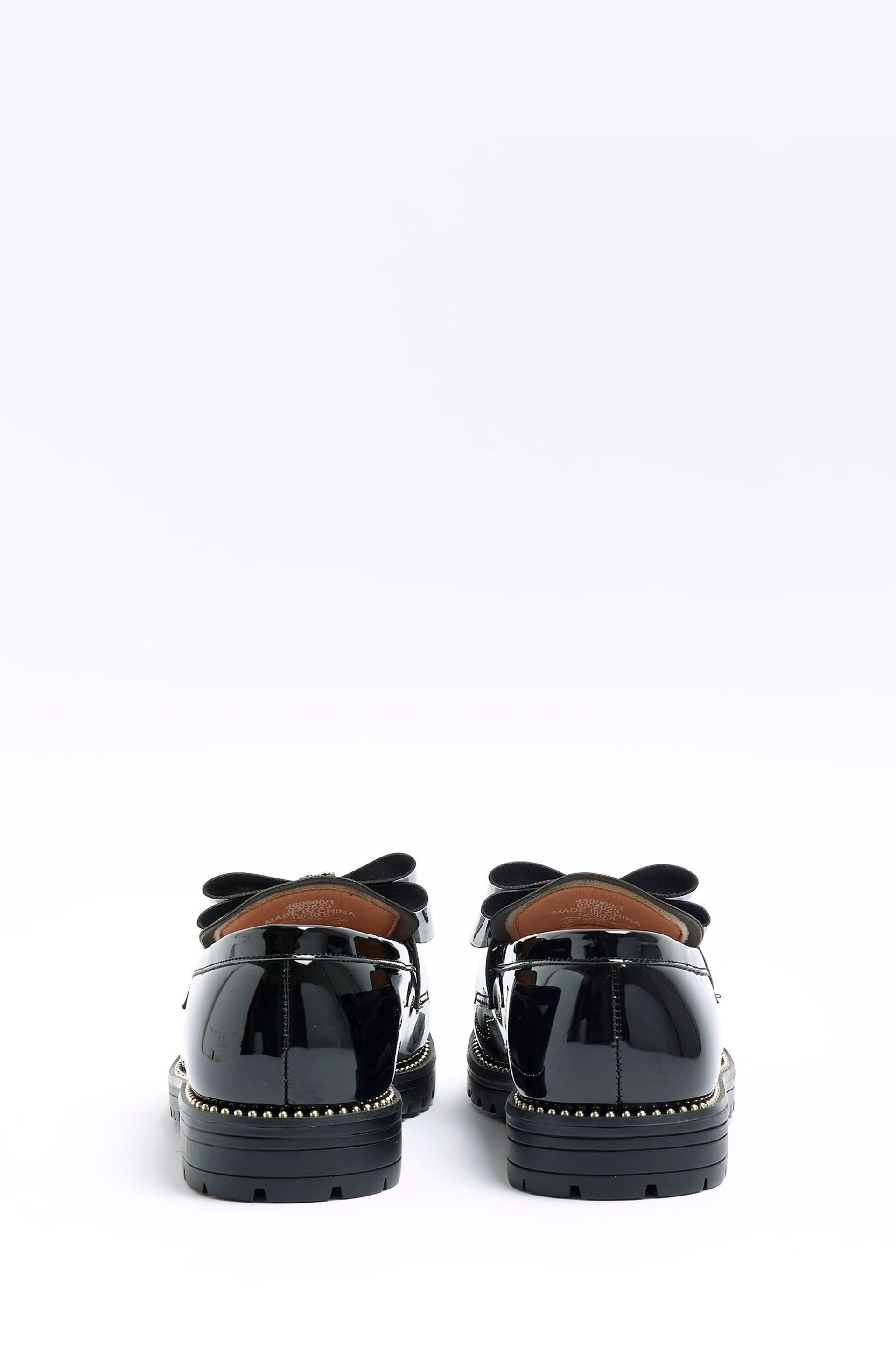 River Island Black Girls Bow Chunky Tassle Loafers - Image 2 of 4