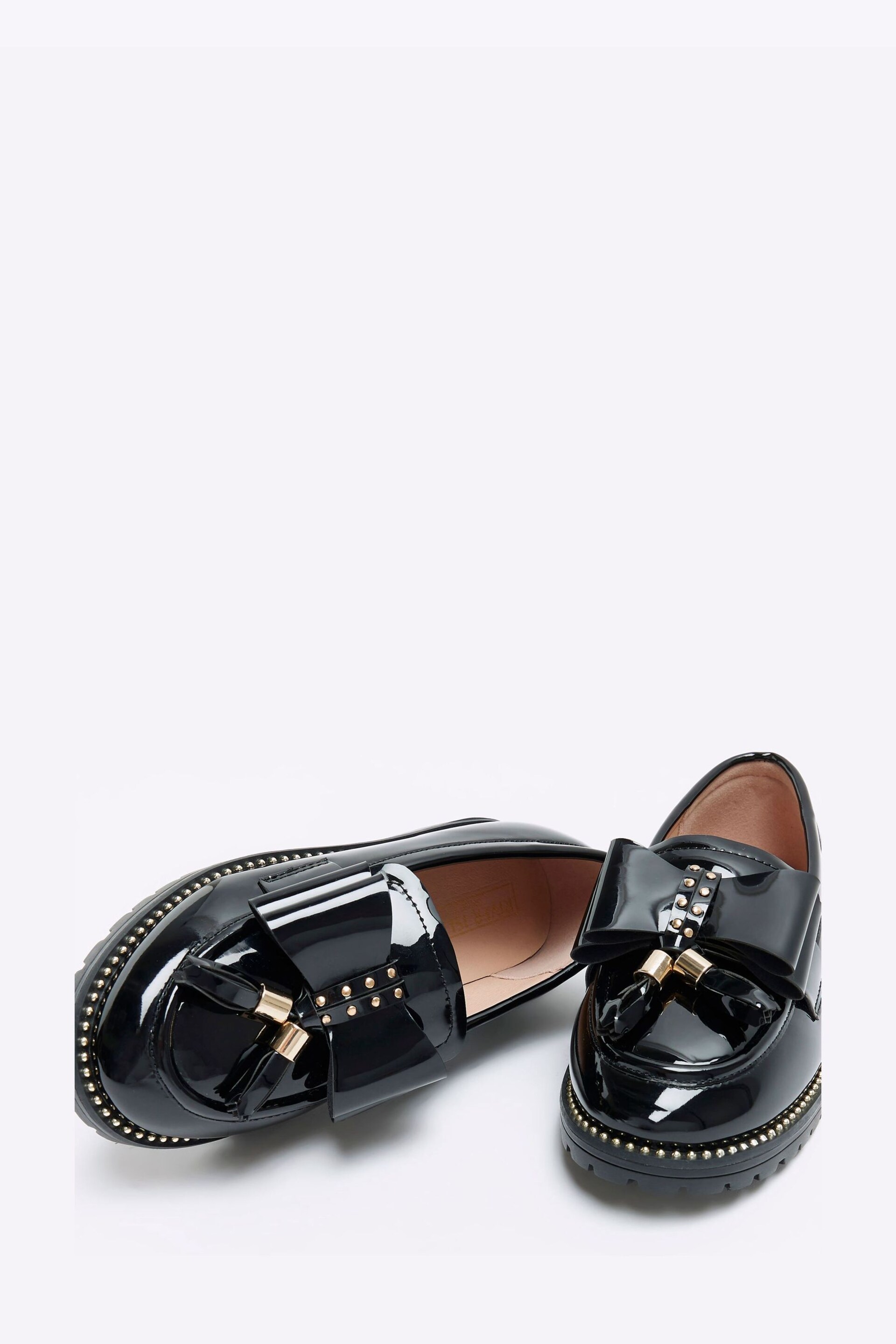 River Island Black Girls Bow Chunky Tassle Loafers - Image 3 of 4