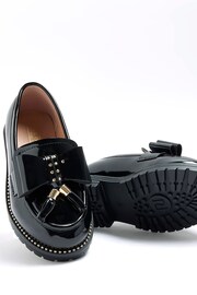 River Island Black Girls Bow Chunky Tassle Loafers - Image 4 of 4