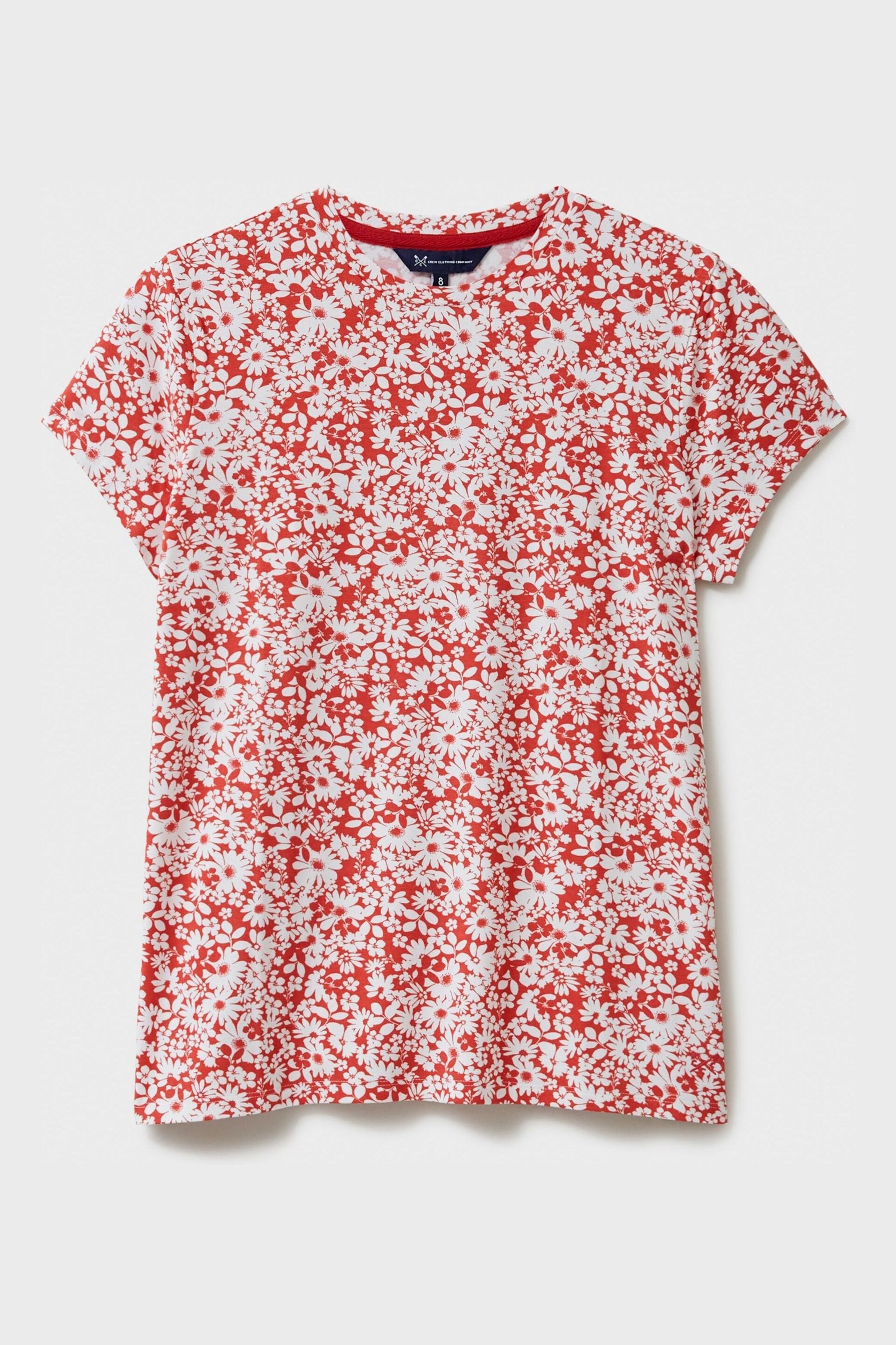 Crew Clothing Company Red Wine Floral Cotton Regular T-Shirt - Image 5 of 5