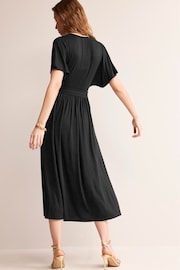 Boden Black Kimono Wrap Jersey Midi Dress - Image 3 of 5