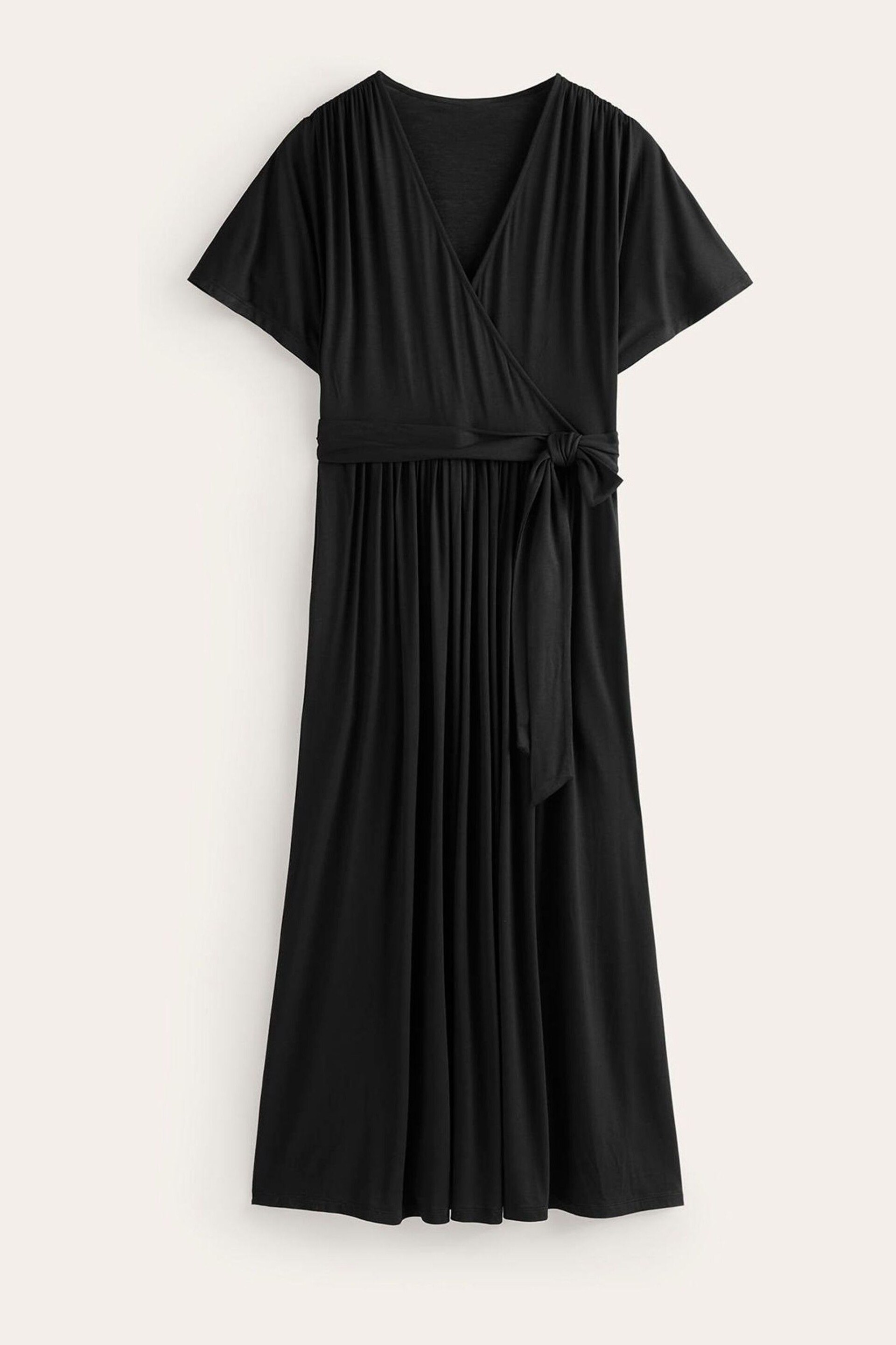 Boden Black Kimono Wrap Jersey Midi Dress - Image 5 of 5