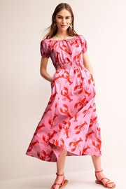Boden Pink Petite Amber Cotton Midi Dress - Image 1 of 5