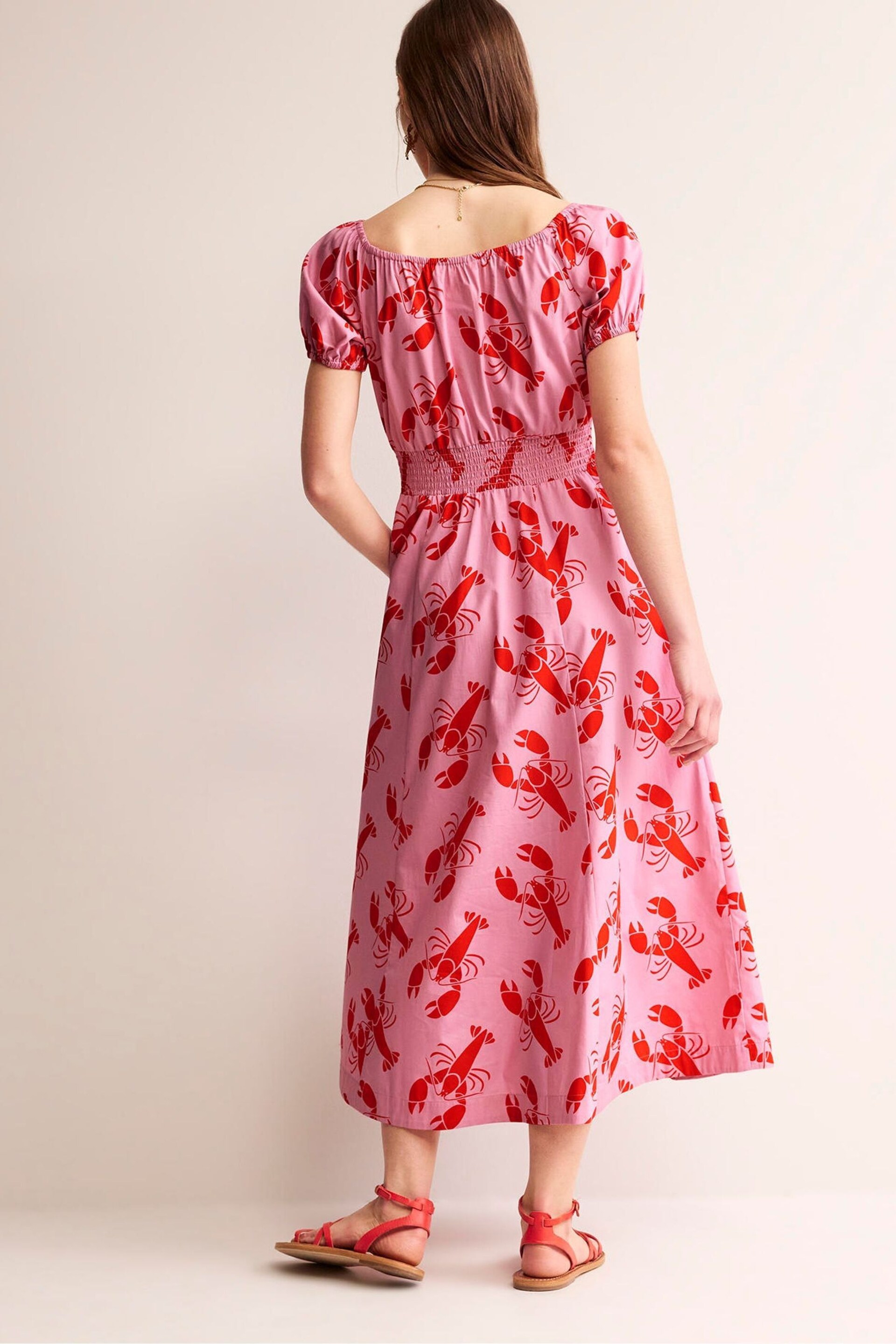 Boden Pink Petite Amber Cotton Midi Dress - Image 3 of 5