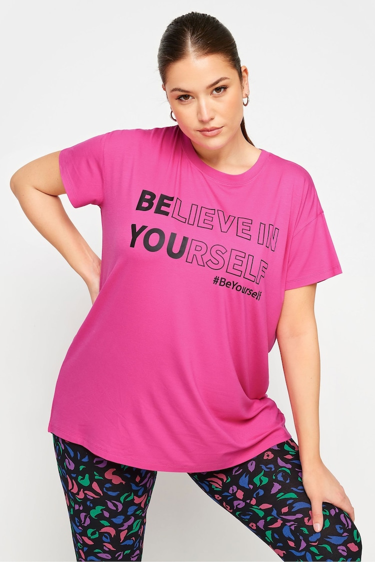 Yours Curve Pink Believe In Yourself Active Top - Image 1 of 5