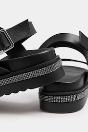 Yours Curve Black Sparkle Flatform Sandals In Extra Wide EEE Fit - Image 5 of 5