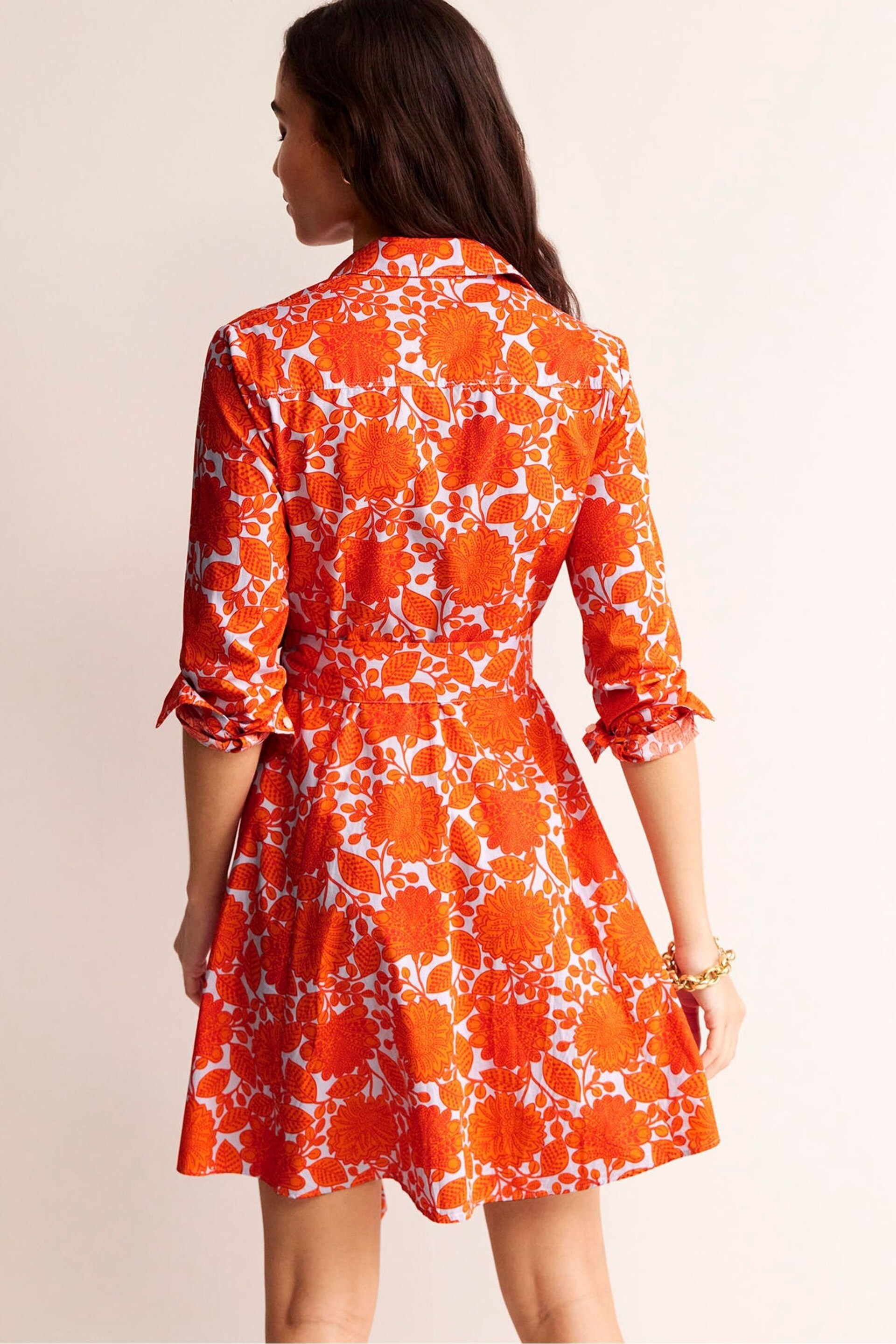 Boden Orange Amy Cotton Short Shirt Dress - Image 2 of 6