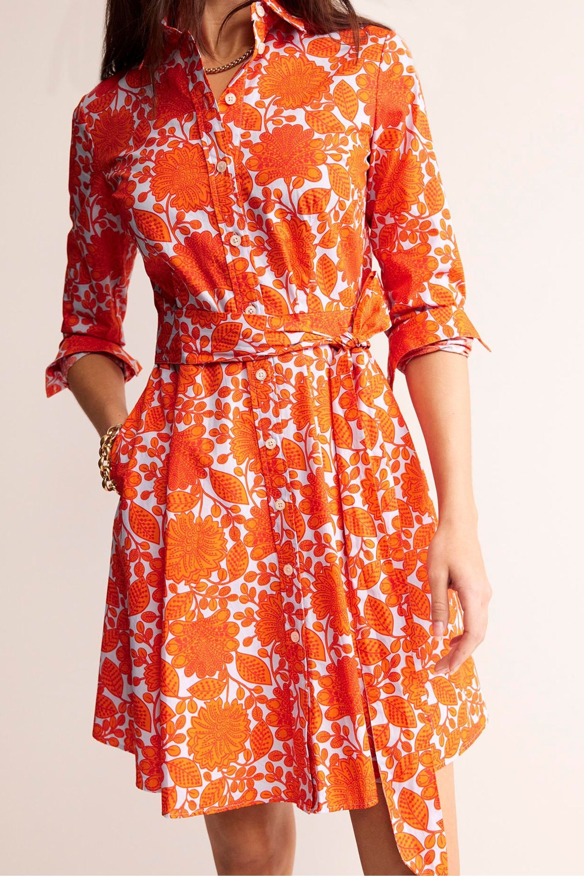 Boden Orange Amy Cotton Short Shirt Dress - Image 3 of 6