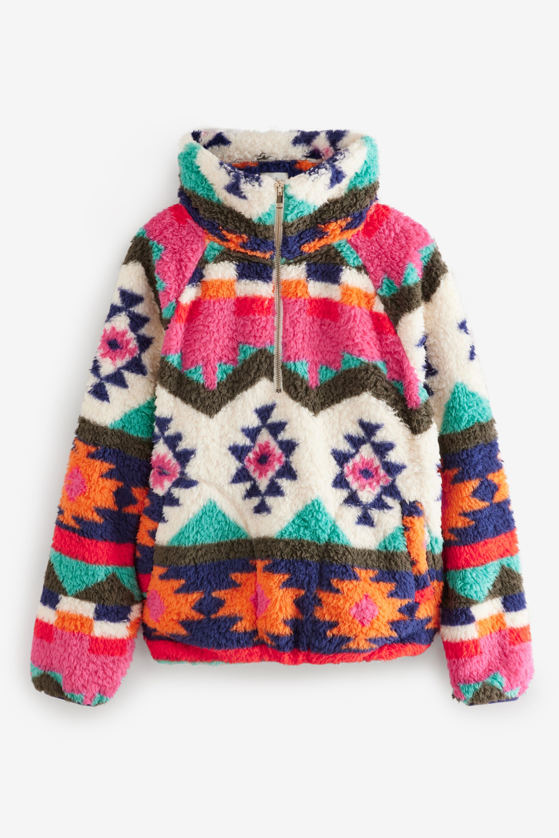 Buy Bright Ikat Borg Half Zip Jacket from Next Ireland