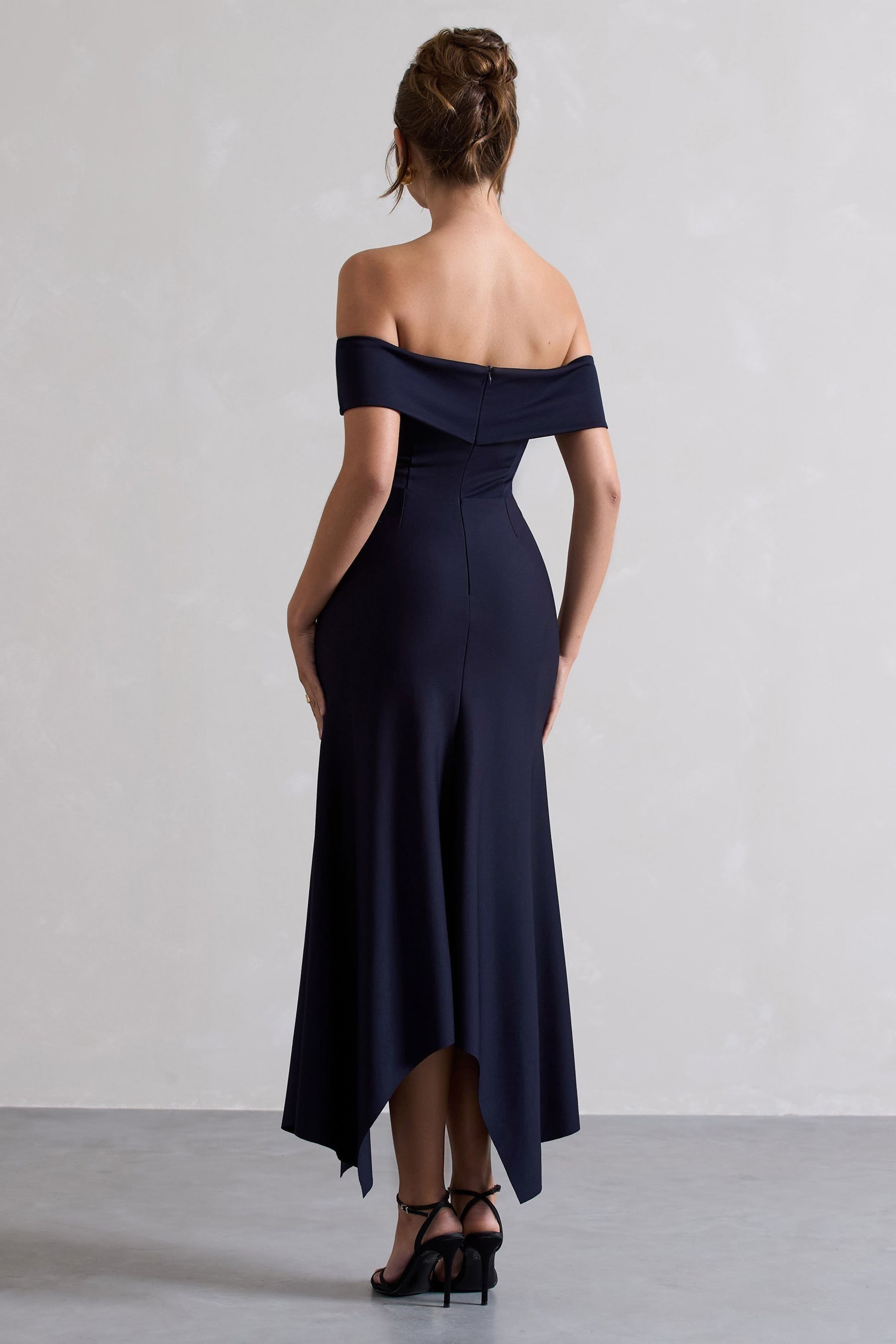 Buy Club L London Navy Blue Windsor Bardot Maxi Dress from Next Luxembourg