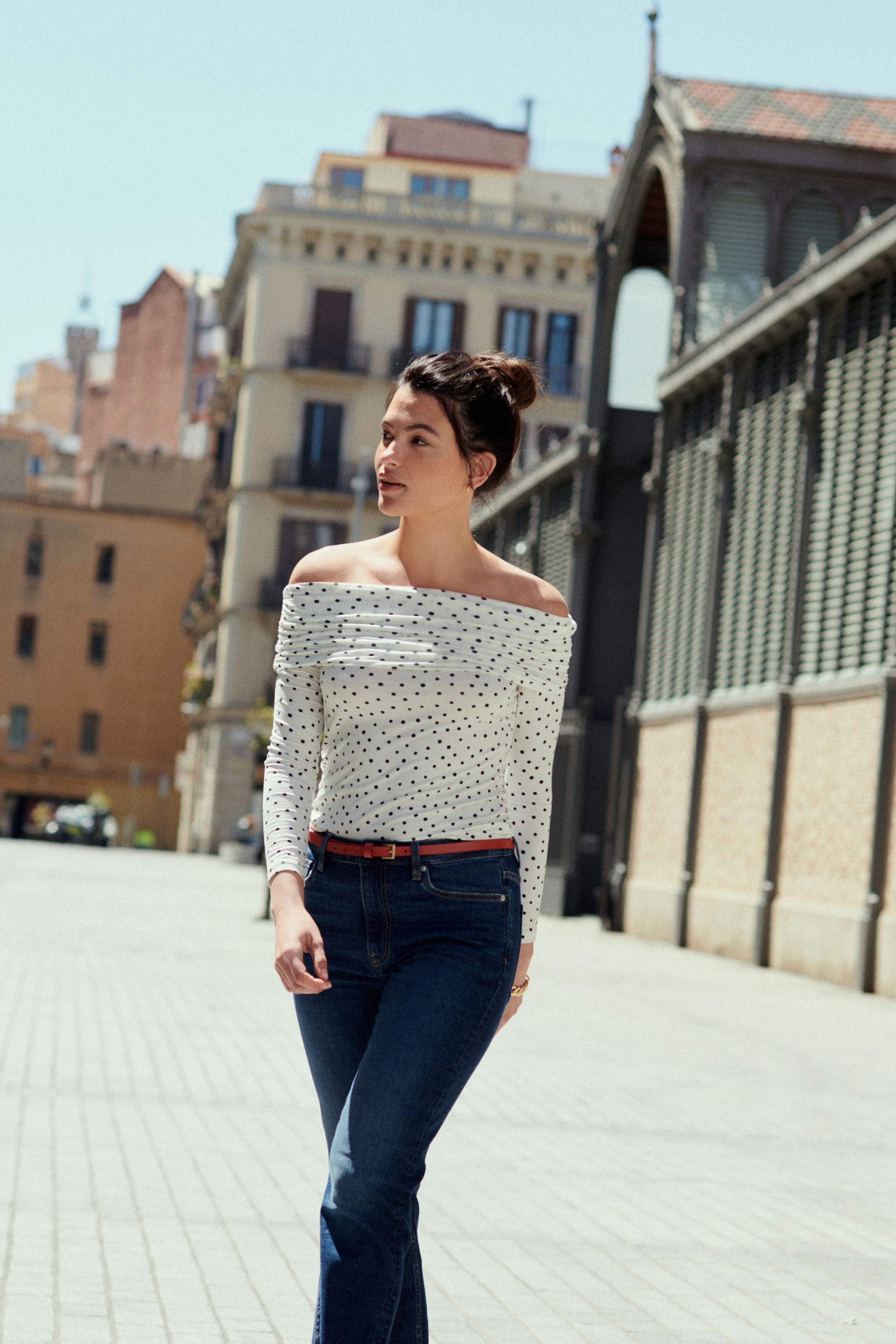 Bardot polka dot top hotsell