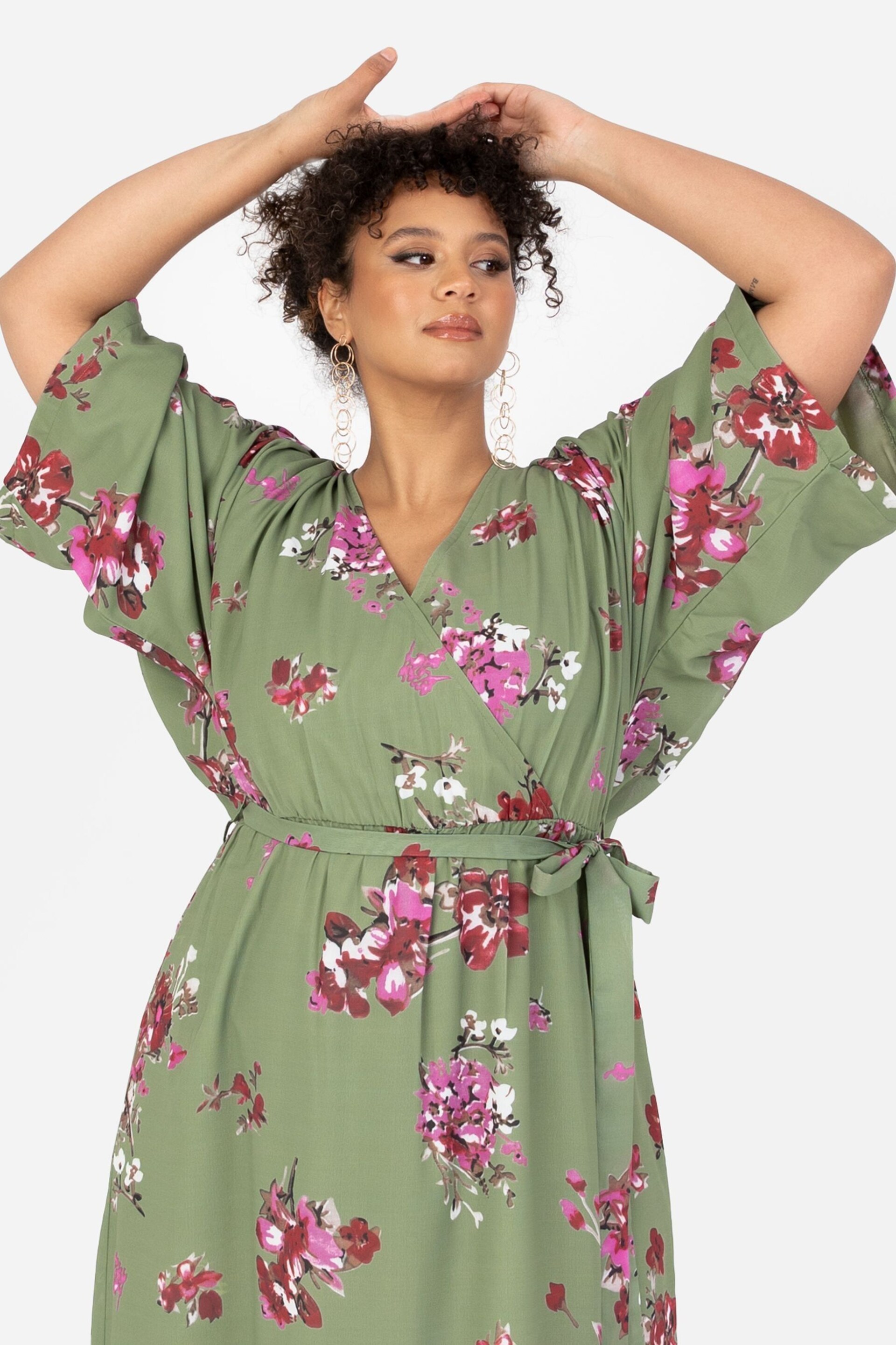 Lovedrobe Wrap Kimono Dress With Ruffled High Low Hem - Image 4 of 5