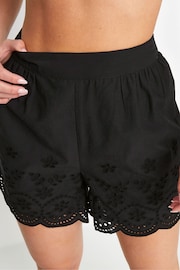 PixieGirl Petite Black 100% Cotton Broderie Shorts - Image 4 of 5