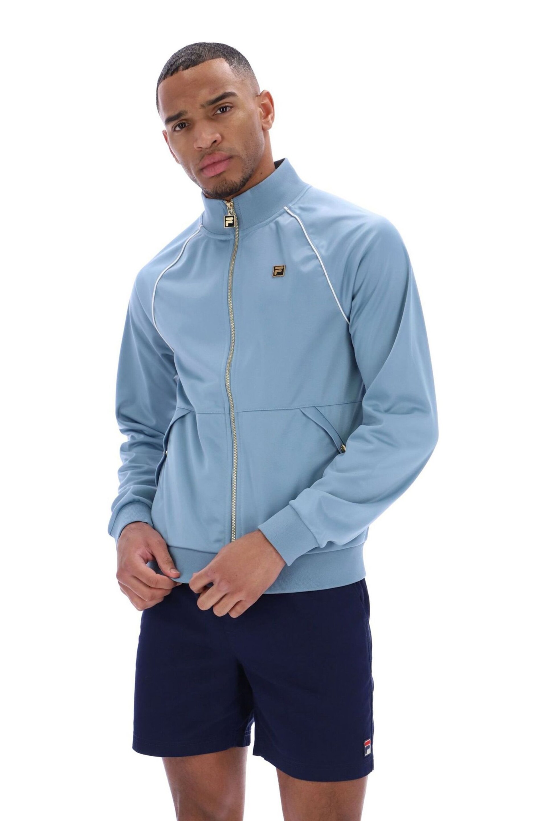 Fila Blue Tristan Track Top With Piping Detail - Image 2 of 4