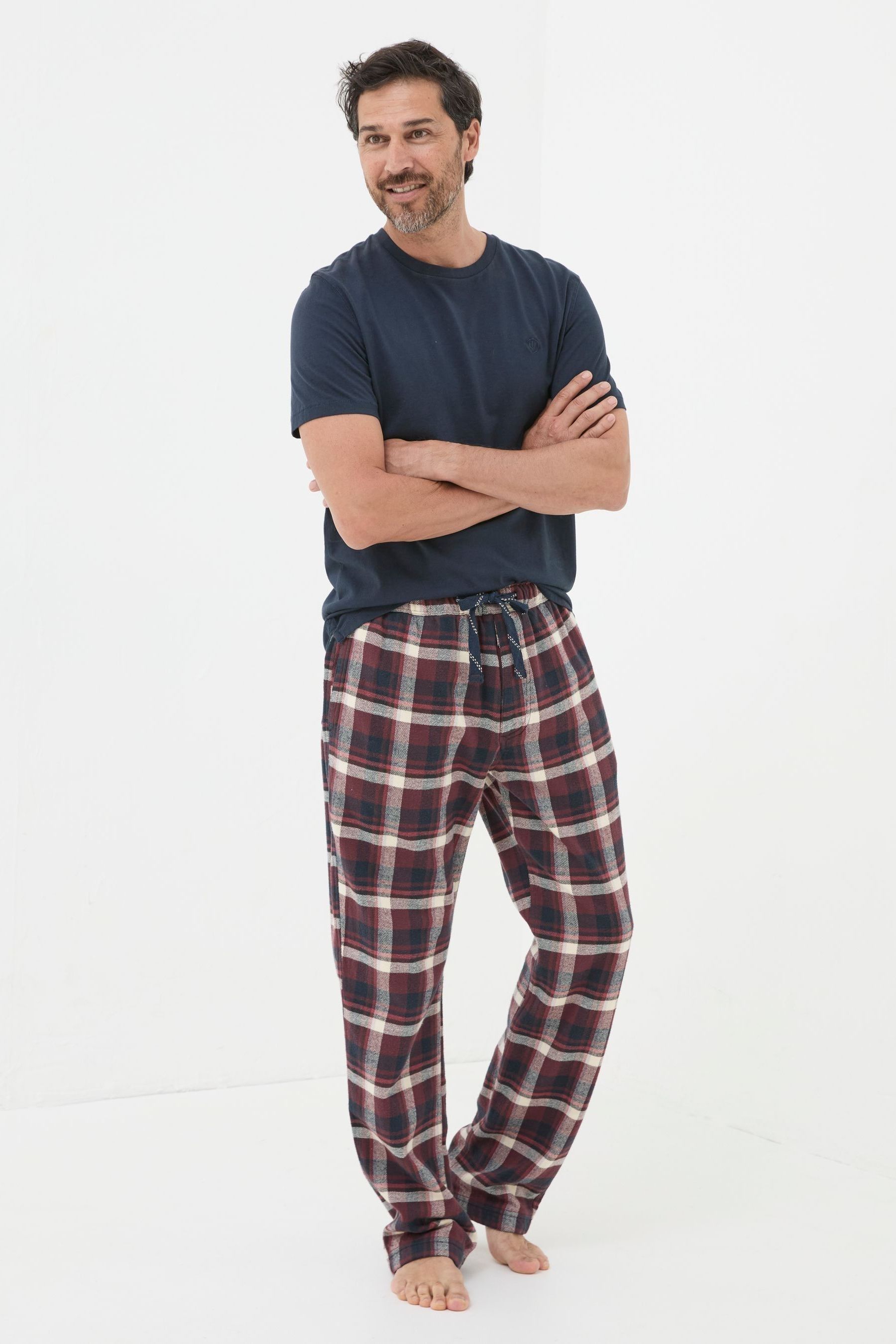 FAT FACE FatFace Ferring Plum Purple Check Pyjama Bottoms 4XL Tall Mens