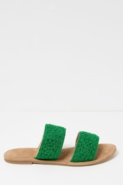 FatFace Green Crochet Sliders - Image 1 of 3