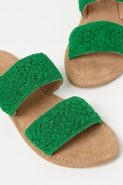 FatFace Green Penelope Crochet Sliders - Image 3 of 3