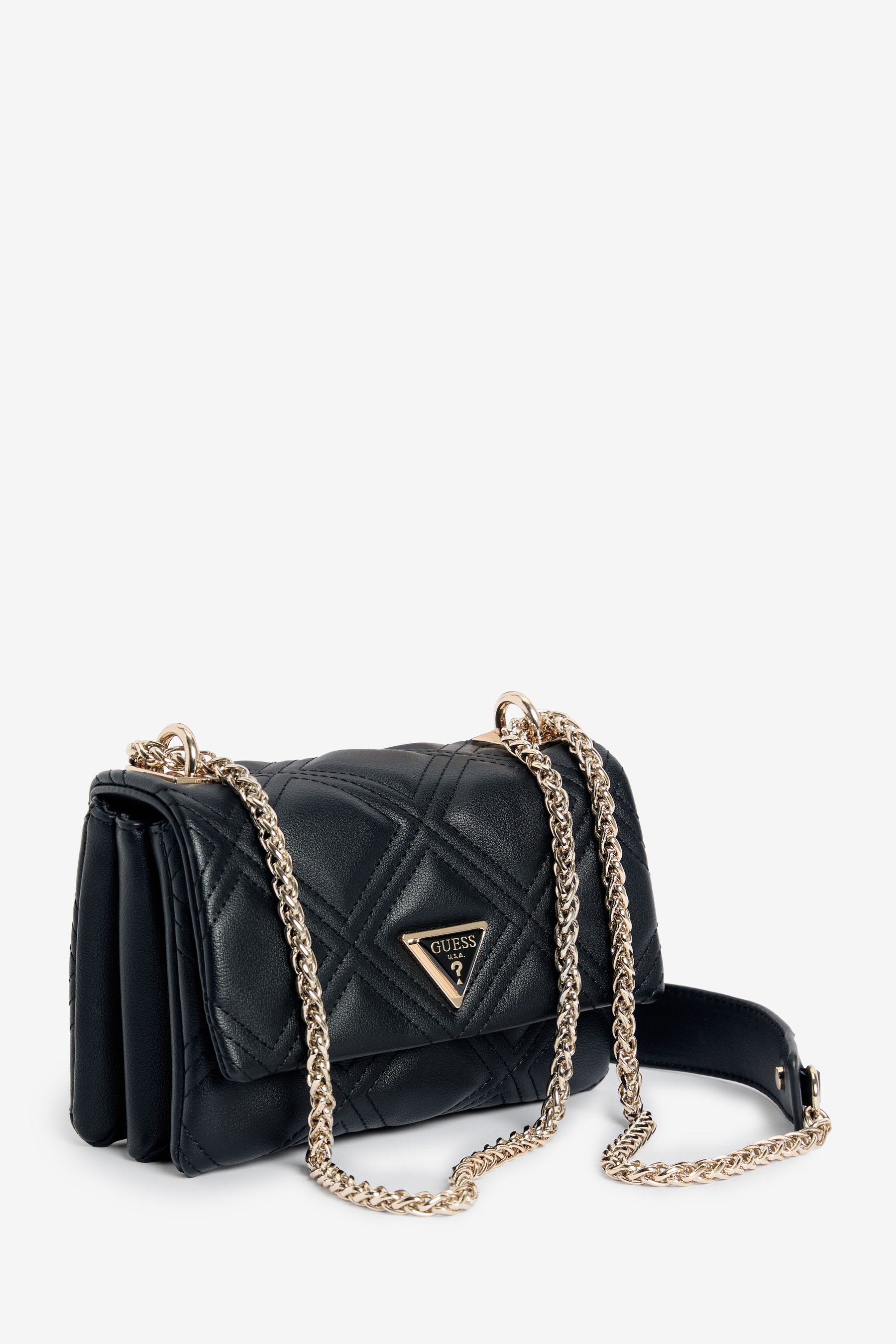 Buy GUESS Black Deesa Quilted Convertible Cross Body Flap Bag from Next Ireland