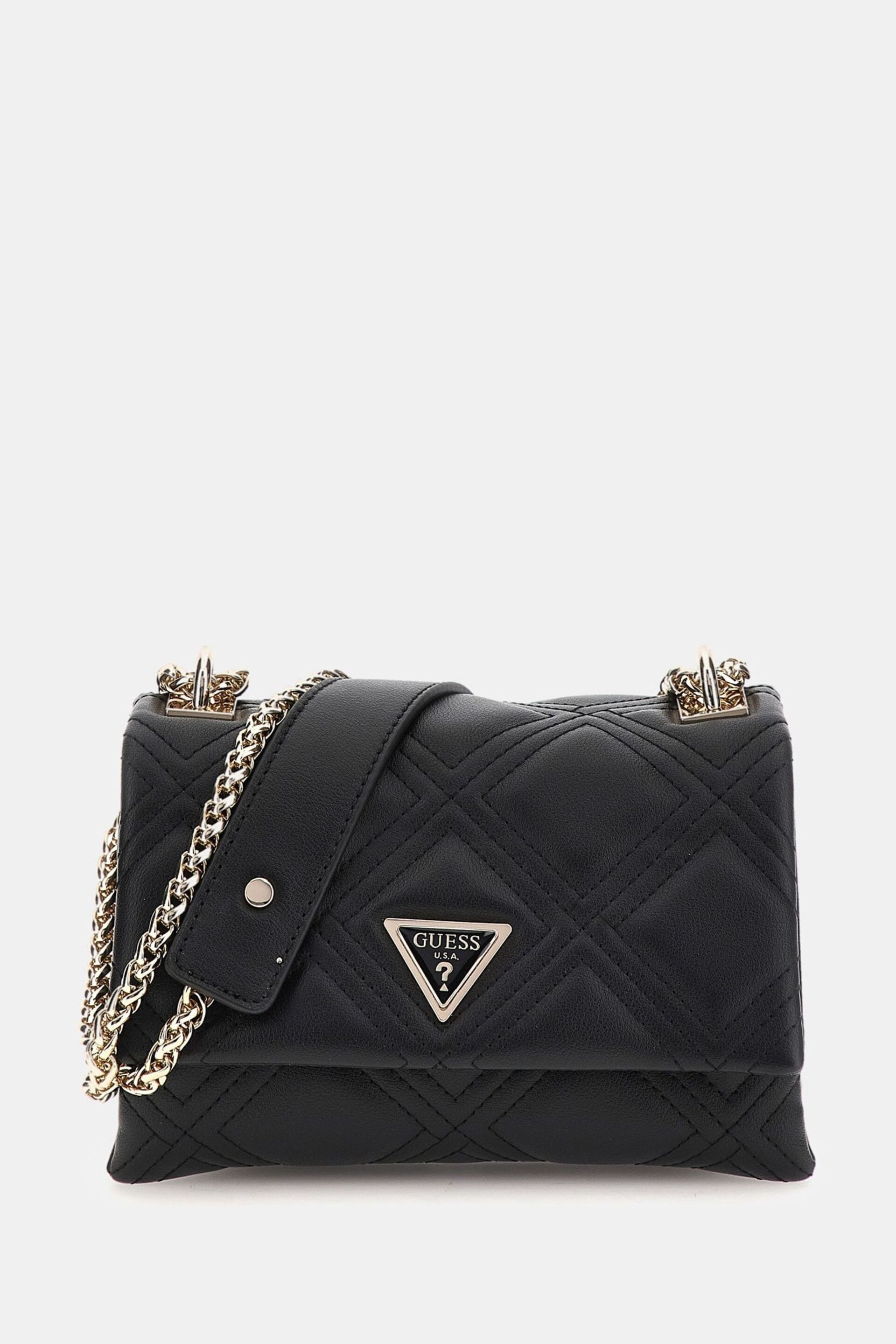 GUESS Black Deesa Quilted Convertible Cross-Body Flap Bag - Image 4 of 5
