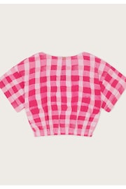 Monsoon Pink Check Crop Top With Linen - Image 4 of 5